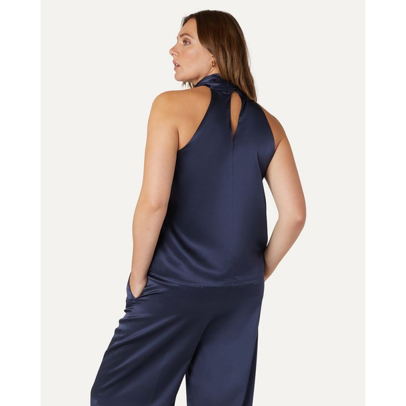 Claudia Twisted Neck Top - Sapphire image