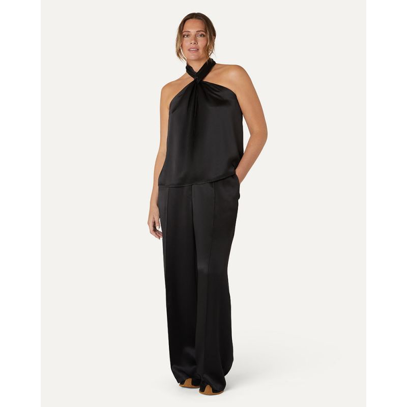 Claudia Twisted Neck Top - Black image