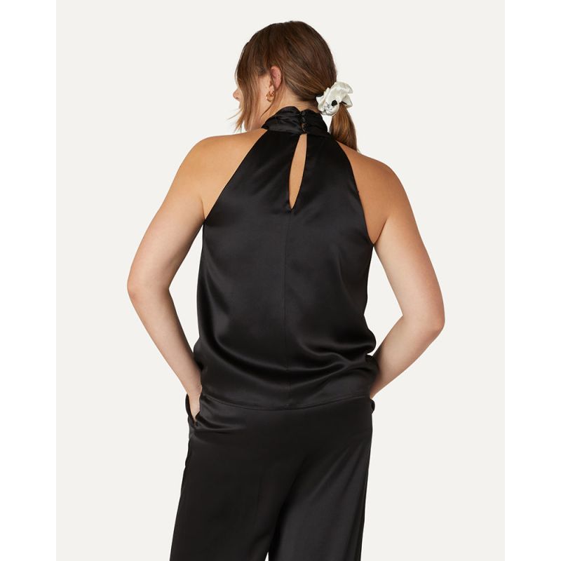 Claudia Twisted Neck Top - Black image