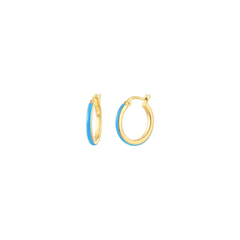 Petite Enamel Huggie Hoop Earrings In Turquoise image
