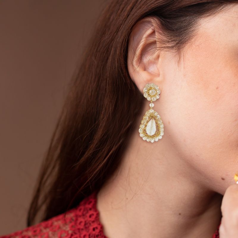 Clear & Gold Malu Handmade Earrings image