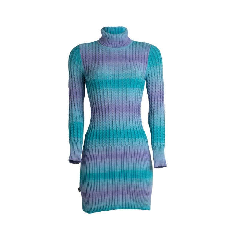 Clear Twisted Turtleneck Short Dress Lavender-Water Blue image