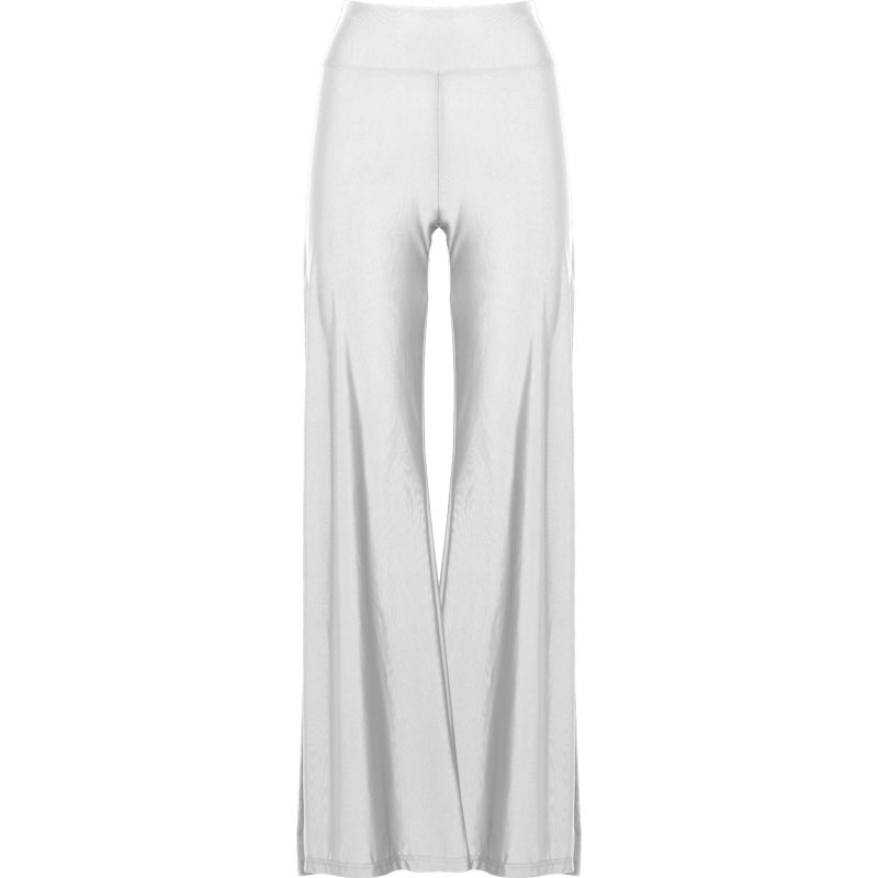 Cleo High Waisted Stretch Wide Leg Pants With Side Slit In White image