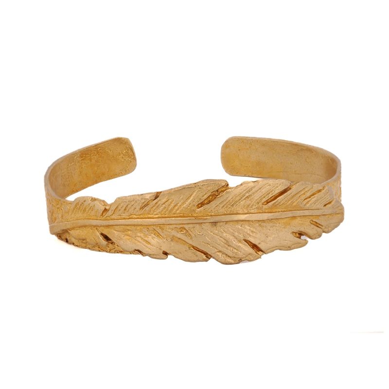 Cleopatra Leaf Gold Cuff Bracelet - Gold image