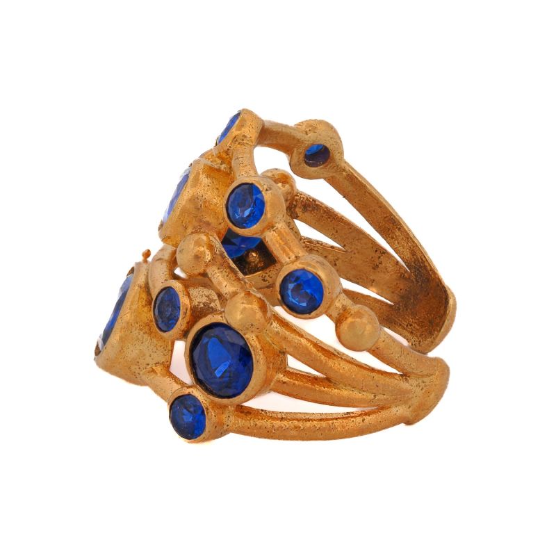 Cleopatra Sapphire & Gold Adjustable Ring - Blue image