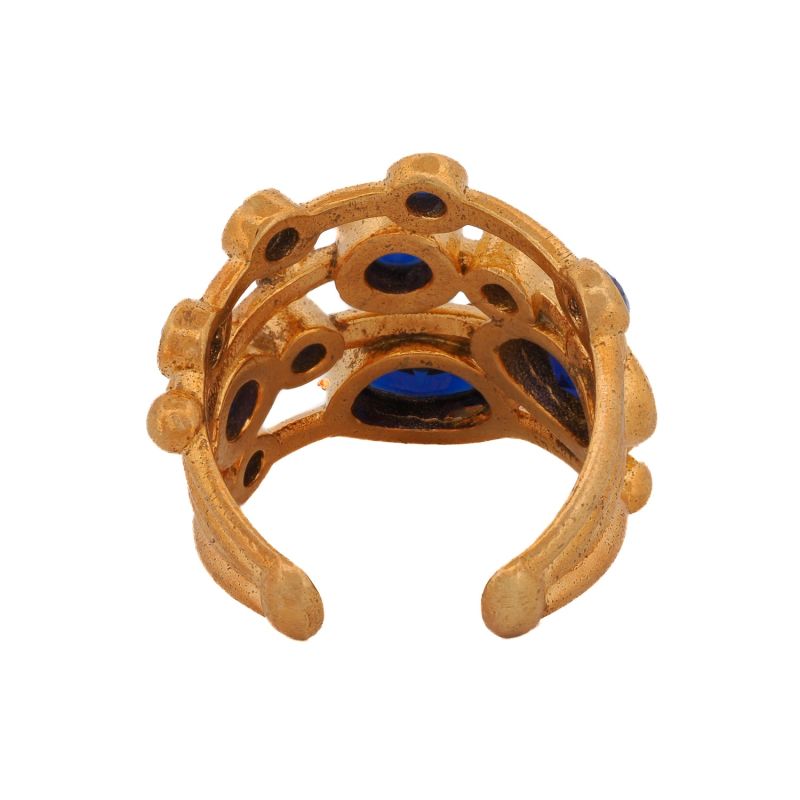 Cleopatra Sapphire & Gold Adjustable Ring - Blue image