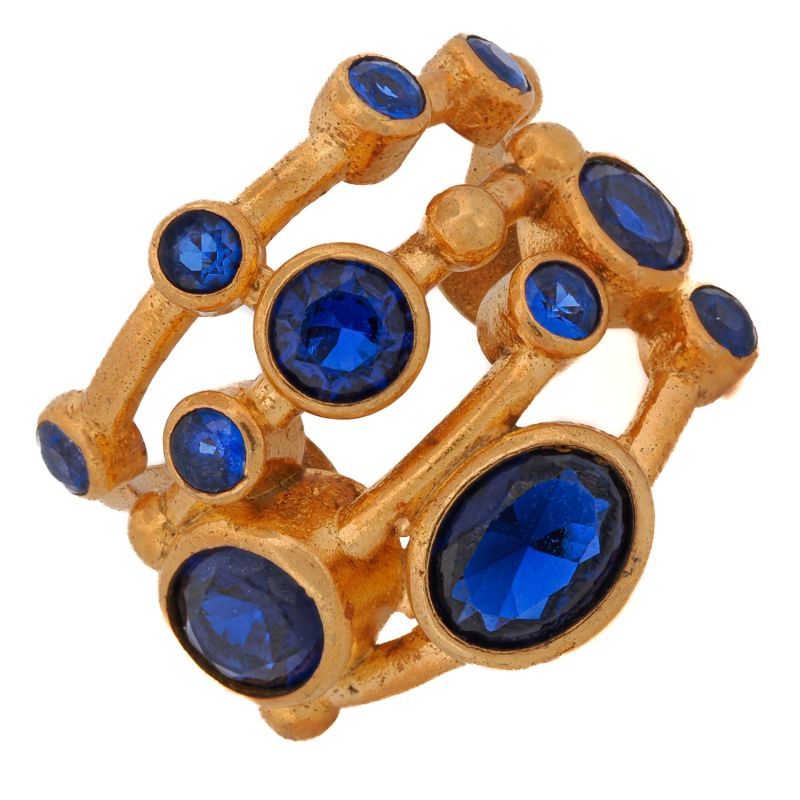 Cleopatra Sapphire & Gold Adjustable Ring - Blue image