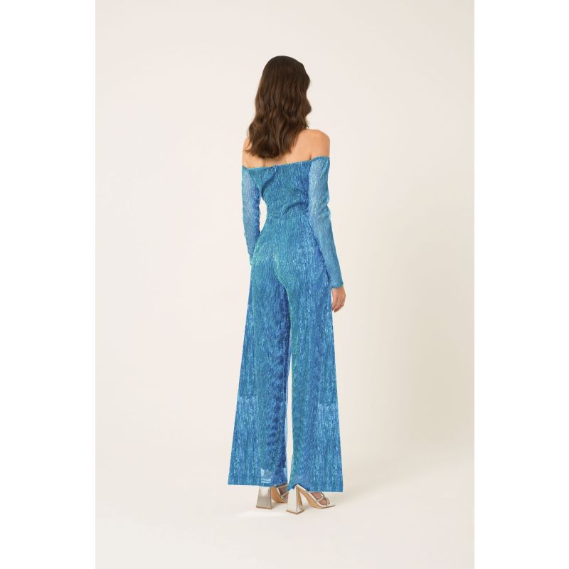 Odette Blue Metallic Plisse Jumpsuit image