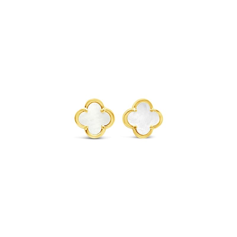 Clover Stud Earring Ten Mm - Mother Of Pearl - Gold image