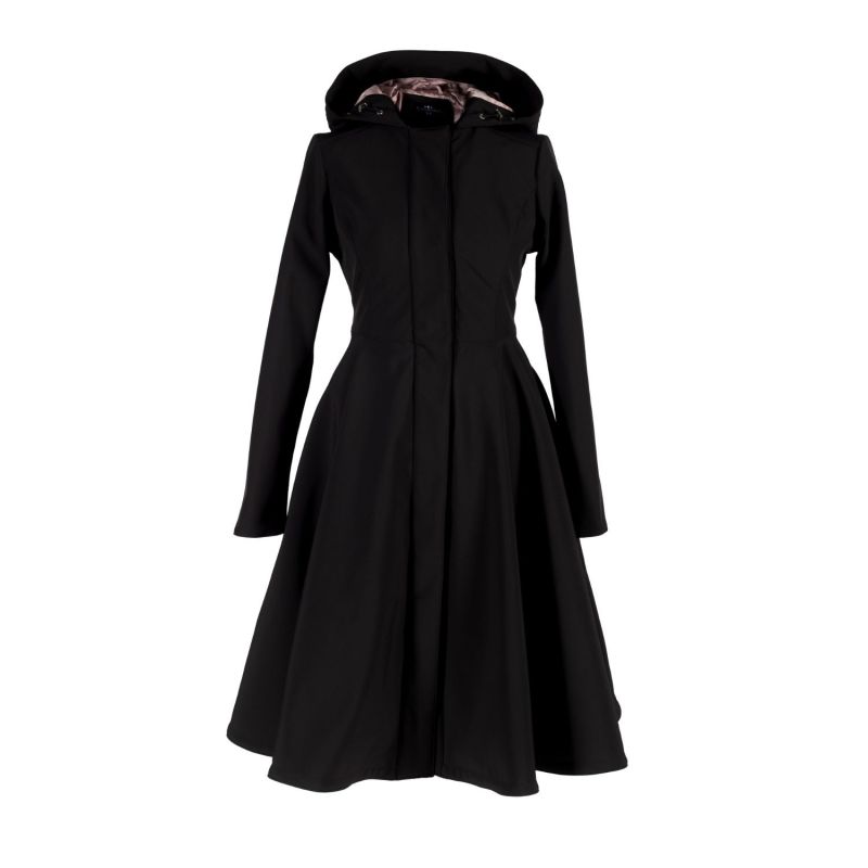 Long black fitted coat sales