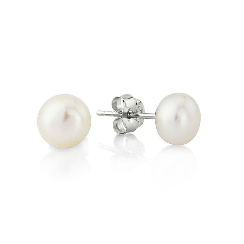 Seville White Pearl Stud Earrings image