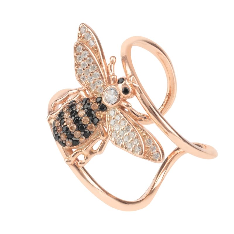 Honey Bee Cocktail Ring Adjustable Rose Gold image