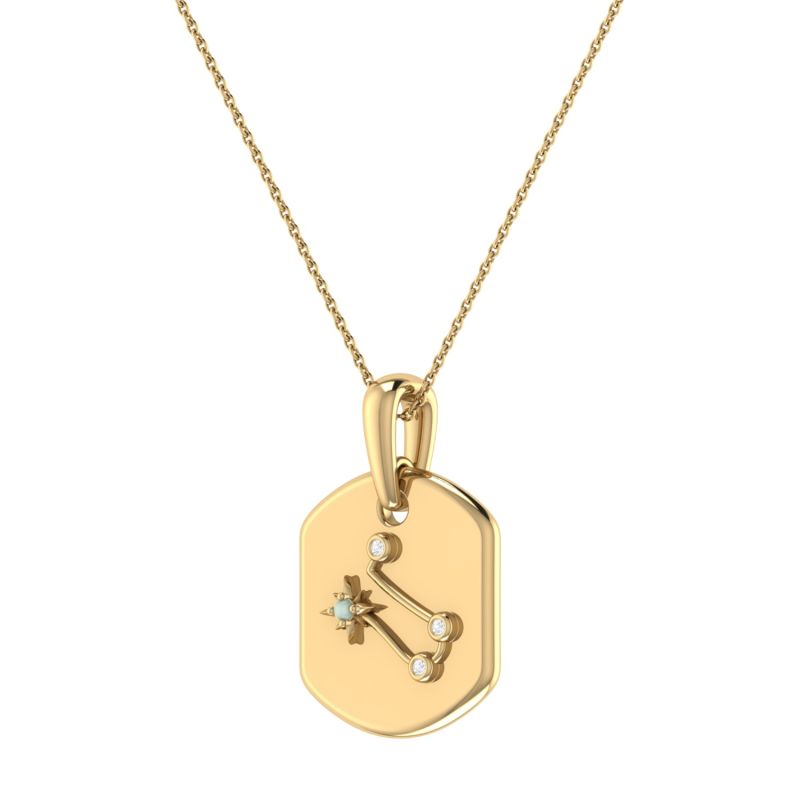 Gemini Twin Constellation Tag Pendant Necklace In 14 Kt Yellow Gold Vermeil image