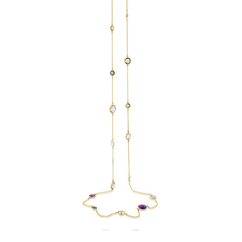 Chennai Multi Gemstone & Gold Vermeil Long Necklace image