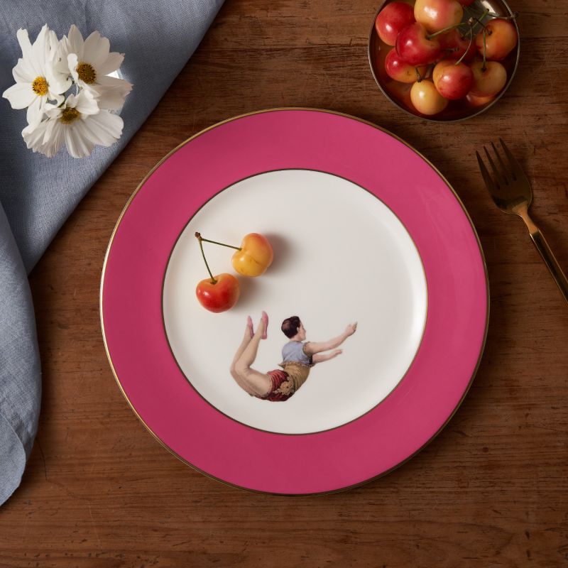 Raspberry Pink Trapeze Boy Dinner Plate image