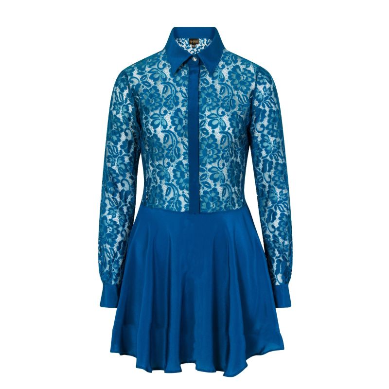 Teal Lace Silk Dress image