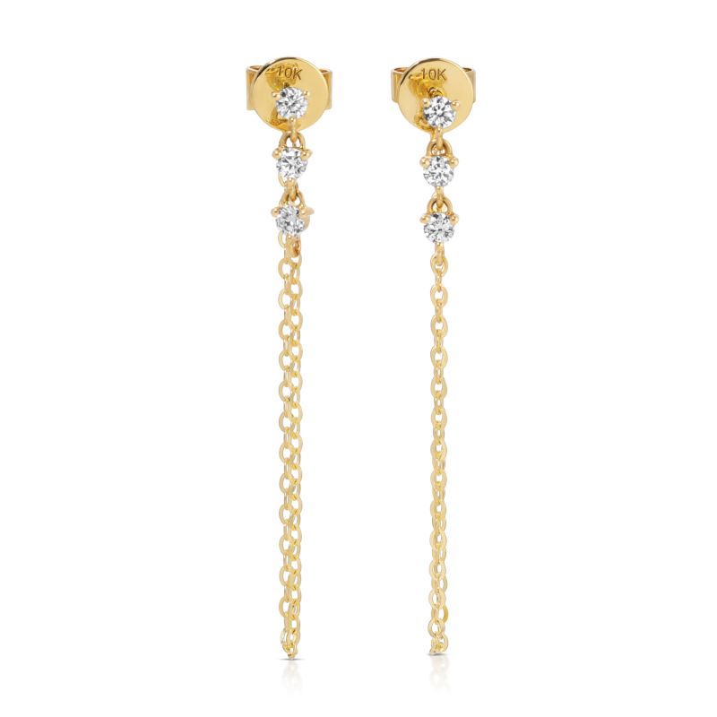 Coco Earrings - 14kt Solid Gold -Moissanite Earrings - Dainty Gold Earrings image