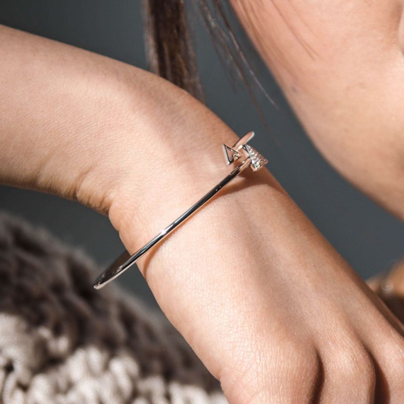 Skyscraper Roof Bangle In 14 Kt Rose Gold Vermeil On Sterling Silver image