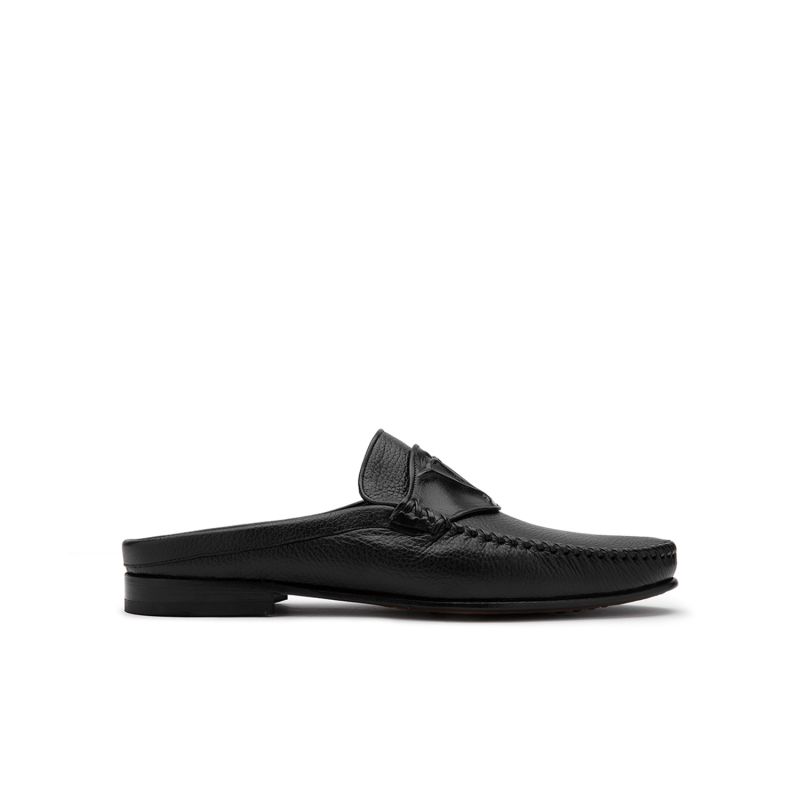 Cohen Black Floater Leather Men's Slipper image