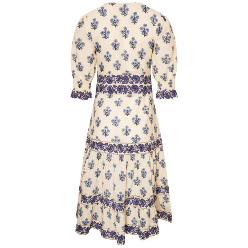 Coletta Blue Floral Block Print Cotton Midi Dress image