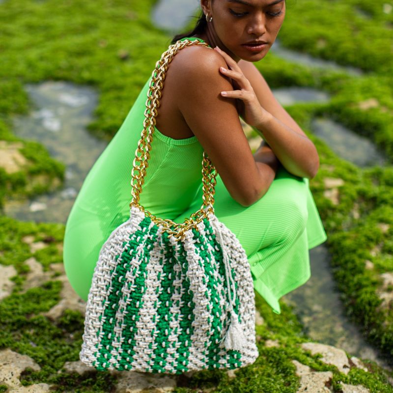 Green off white bag outlet