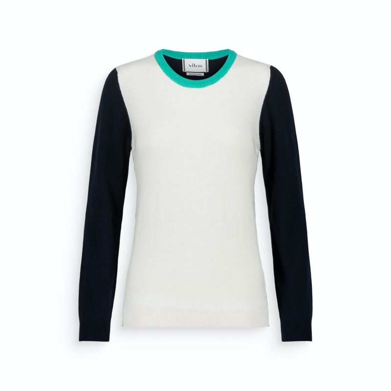 Colorblock Cashmere Sweater Navy image