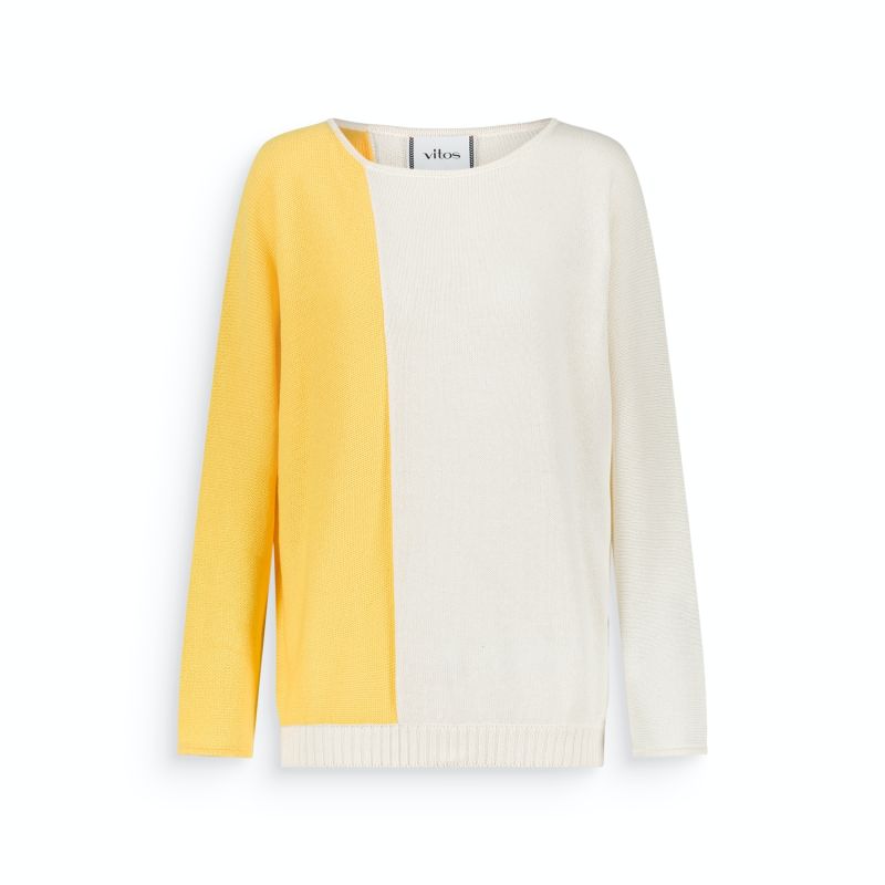 Colorblock Cotton Sweater Honey Yellow image