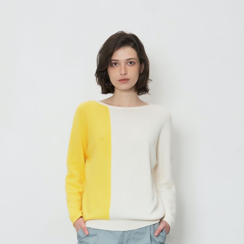 Colorblock Cotton Sweater Honey Yellow image