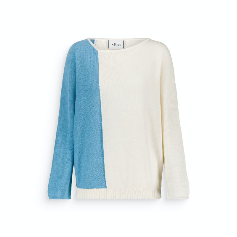 Colorblock Cotton Sweater River Blue image