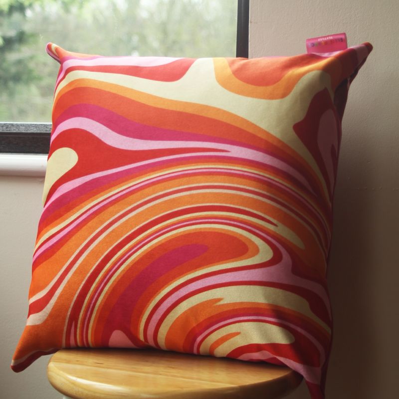 Colourful Velvet Cushion - Groovy Orange & Pink image