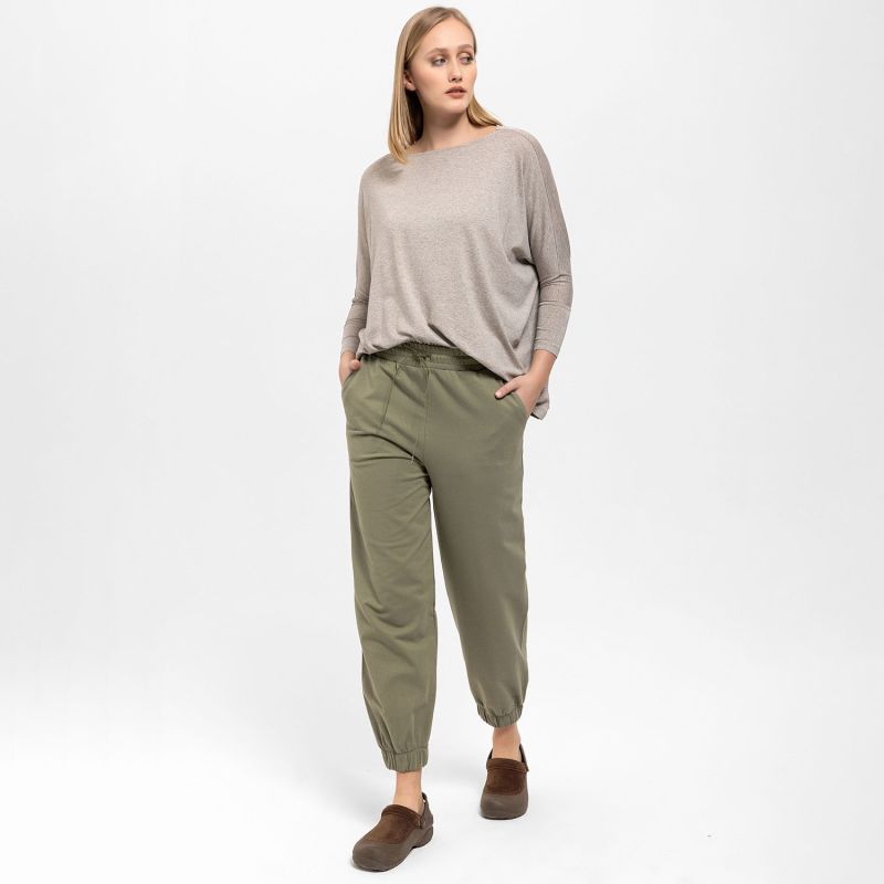 Comfort Fit Pants With Pleated Ankles In Khaki image