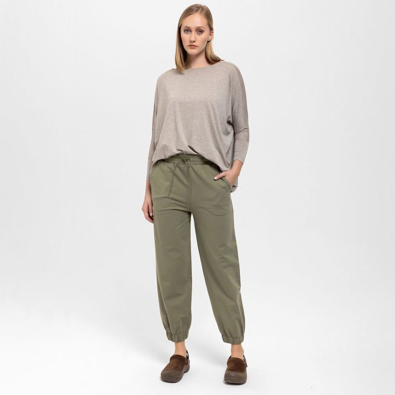 Comfort Fit Pants With Pleated Ankles In Khaki image