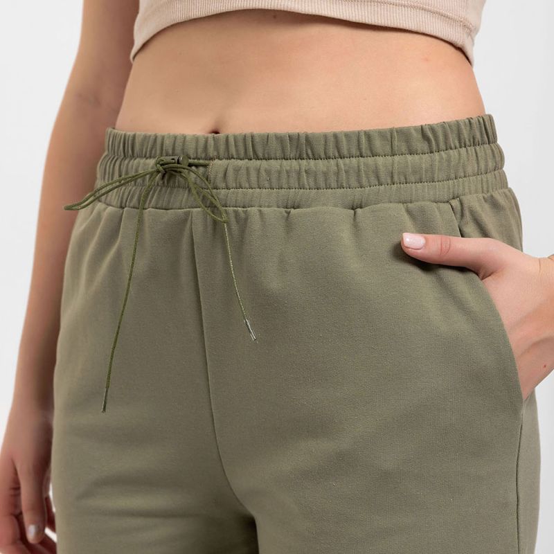 Comfort Fit Pants With Pleated Ankles In Khaki image