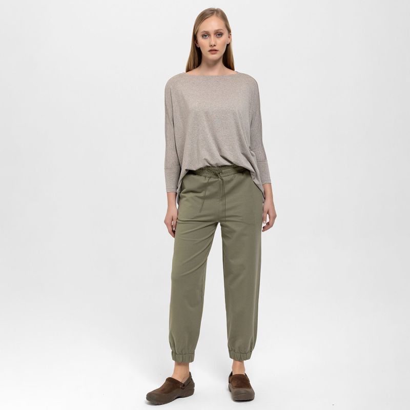 Comfort Fit Pants With Pleated Ankles In Khaki image