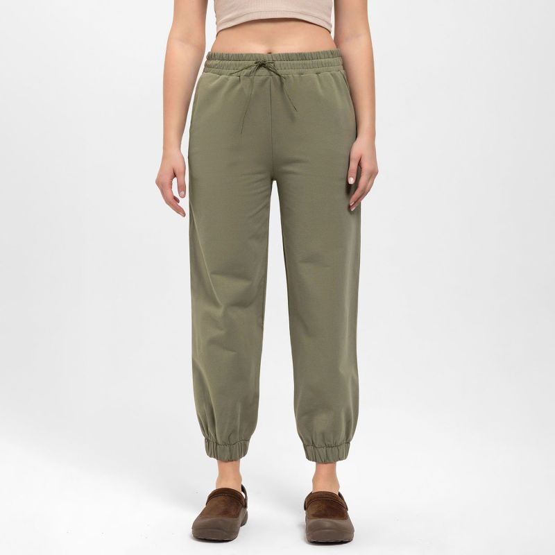 Comfort Fit Pants With Pleated Ankles In Khaki image