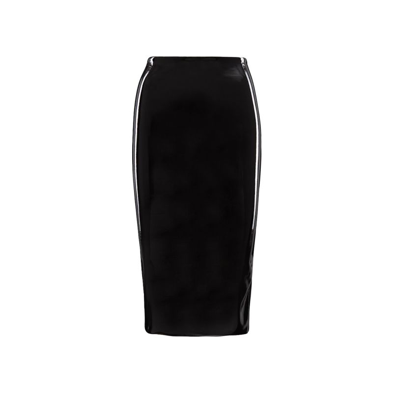 Commando Faux Patent Leather Control Smoothing Midi Skirt, Black ...