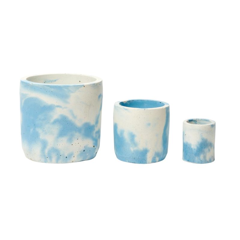 Concrete Plant Pot Set - Blue And White image