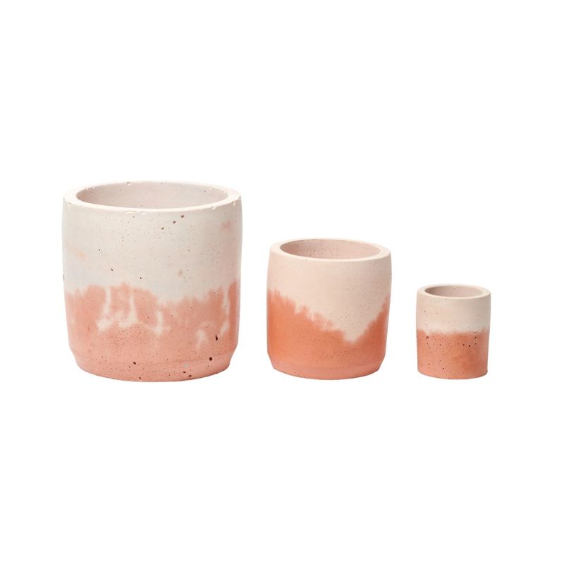 Concrete Plant Pot Set - Terracotta And Blush image