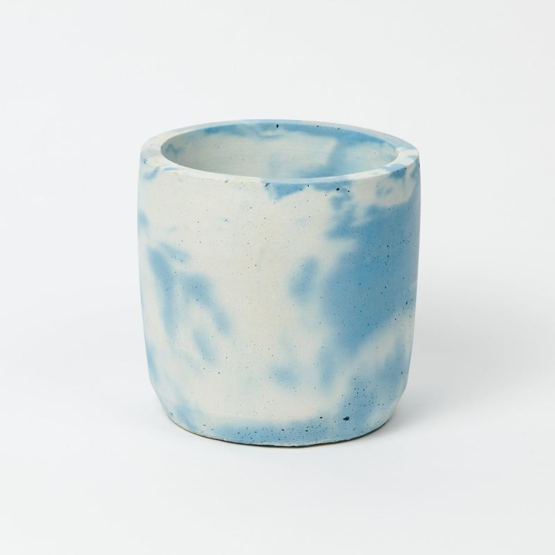 Concrete Plant Pot Set - Blue And White image