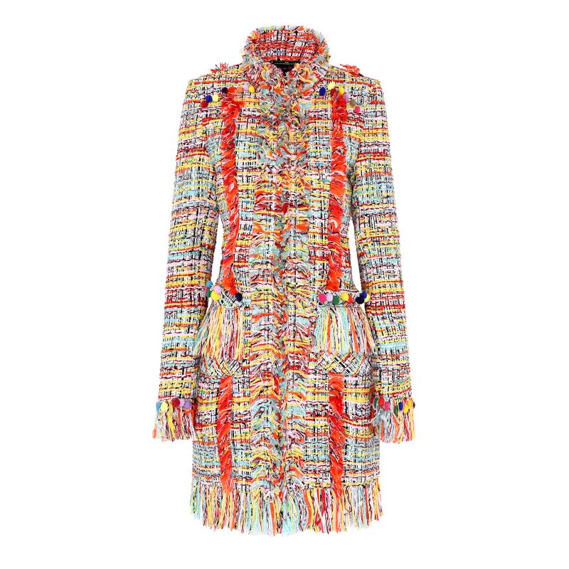 Confetti Fringed Lacy Tweed Coat image