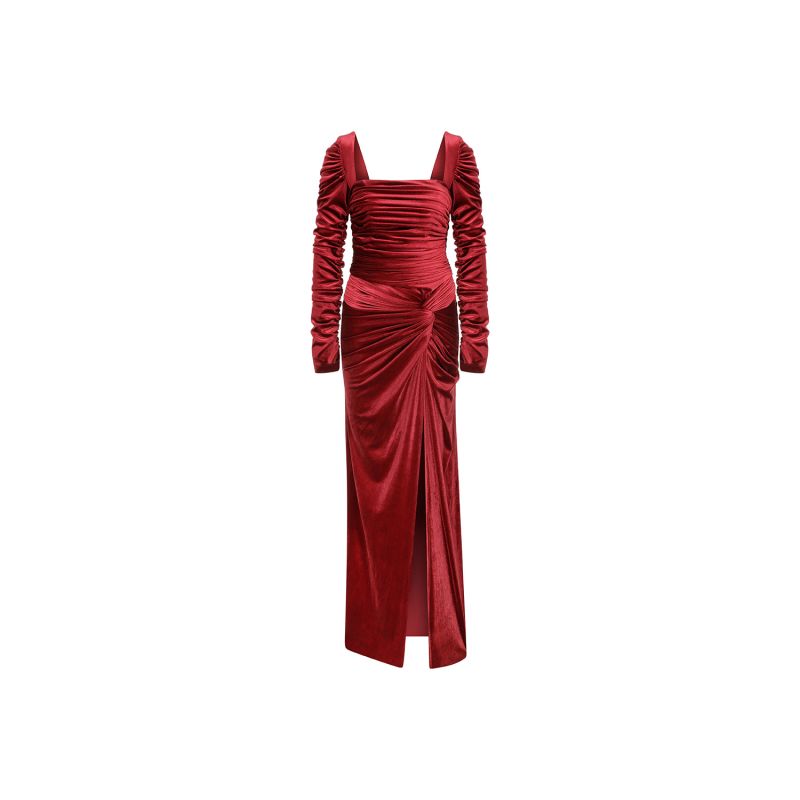 Contessa Dress In Velvet Red image