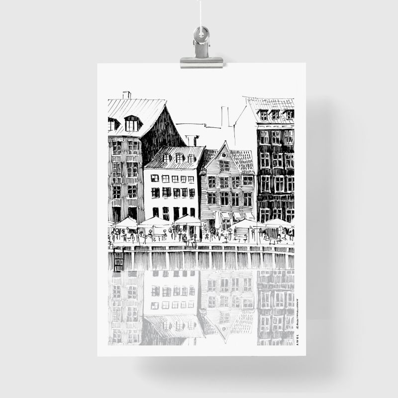 Copenhagen Art Print: A Beautiful Day On Nyhavn Canal image