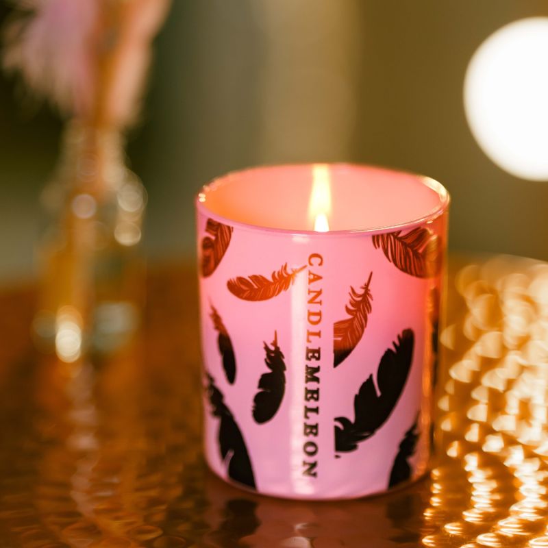 Copper Feather - Colour Changing Soy Wax Wood Wick Candle – Pink Champagne, Peony & Sandalwood 200G image