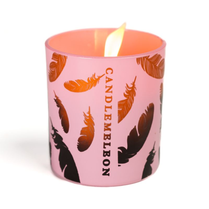 Copper Feather Soy Wax Wood Wick Candle – Pink Champagne, Peony & Sandalwood 200G image