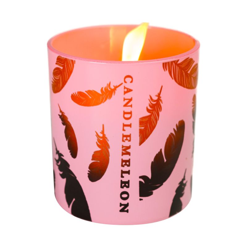 Copper Feather - Colour Changing Soy Wax Wood Wick Candle – Pink Champagne, Peony & Sandalwood 200G image