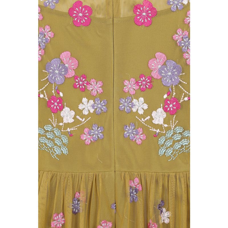 Coraline Floral Embroidered Maxi Dress - Willow Green image