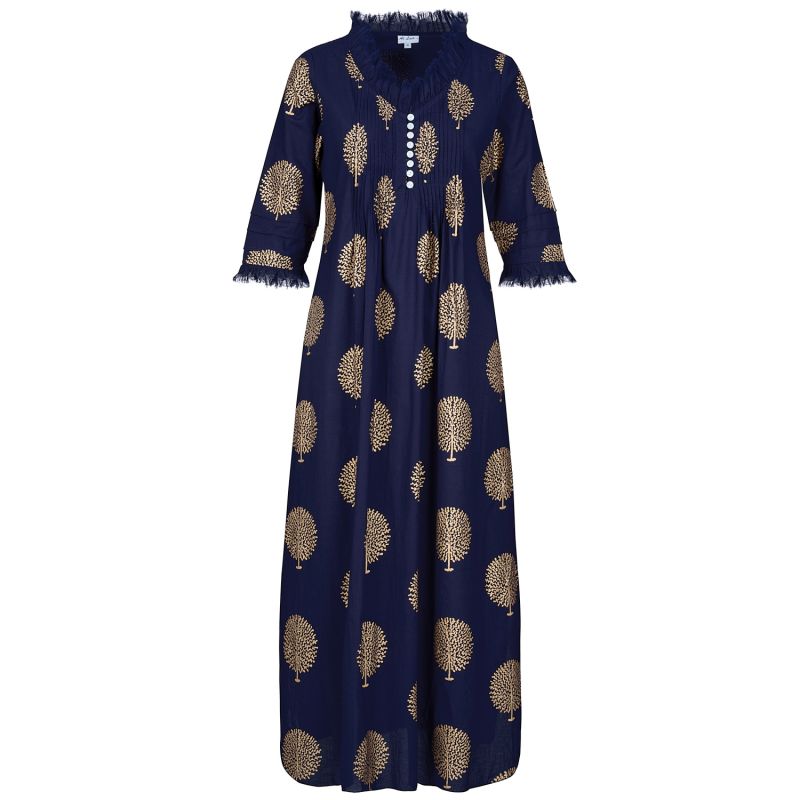 Cotton Annabel Maxi Dress In French Navy image