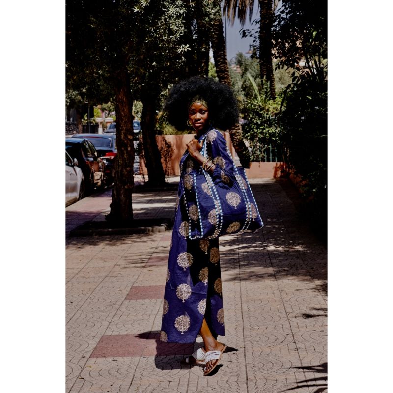 Cotton Annabel Maxi Dress In French Navy image