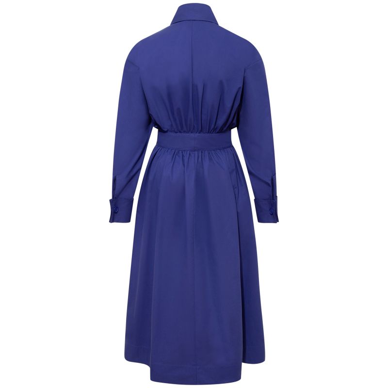 Cotton Belted Gathered Maxi Shirt Dress / Vivid Blue image