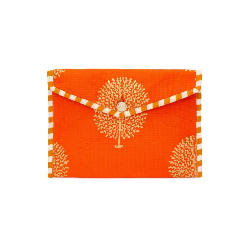 Cotton Clutch Bag In Tangerine & Gold image
